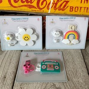 Three Sets of Straw Toppers & Covers - New in Packages